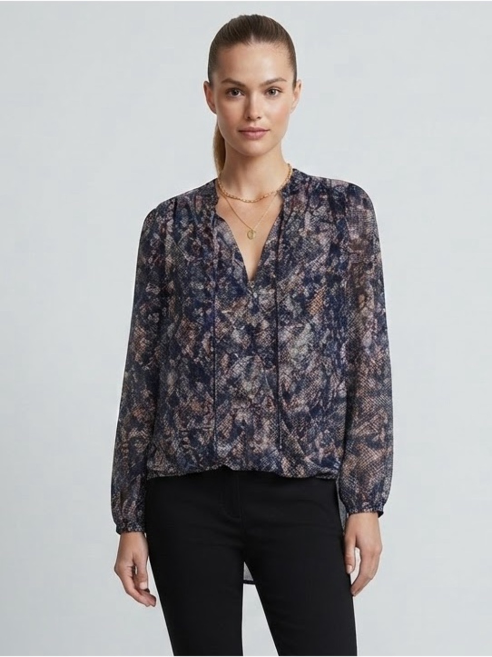 Veronica M Faux Wrap Snake Print Blouse